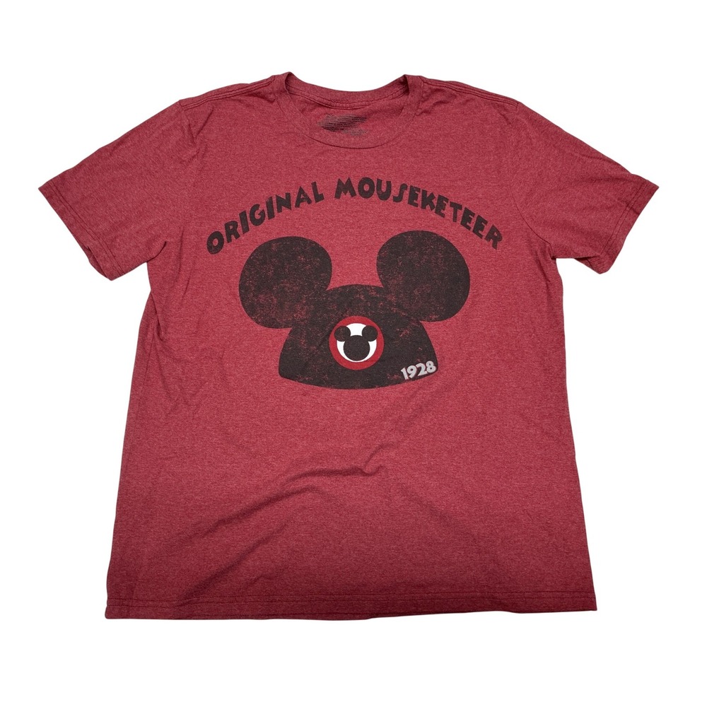 Disney Store Mens Original Mouseketeer Mickey Mouse Graphic‎ T-Shirt Red Large